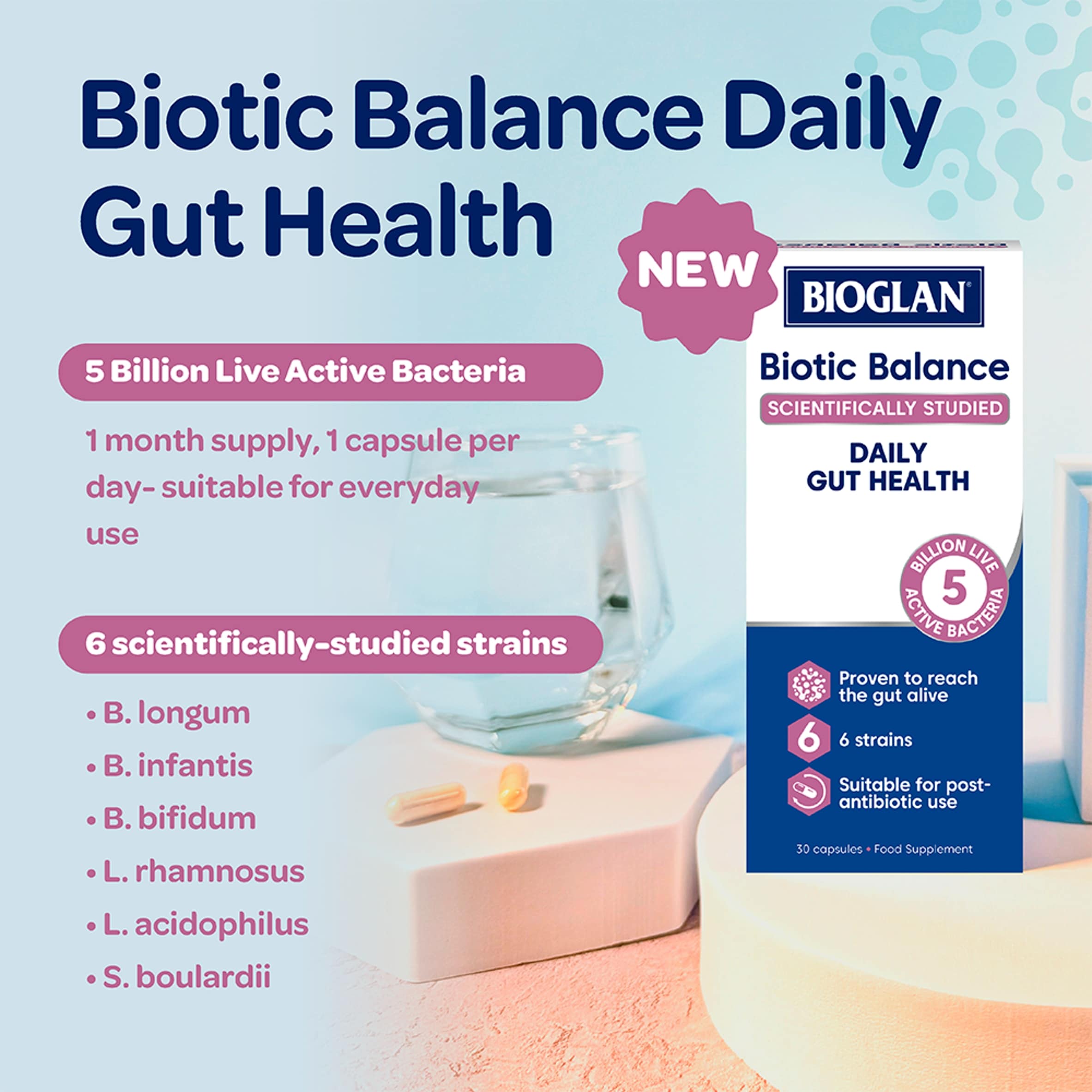 Bioglan 5 Billion Biotic Balance Daily Gut Health 30 Capsules thumbnail 2
