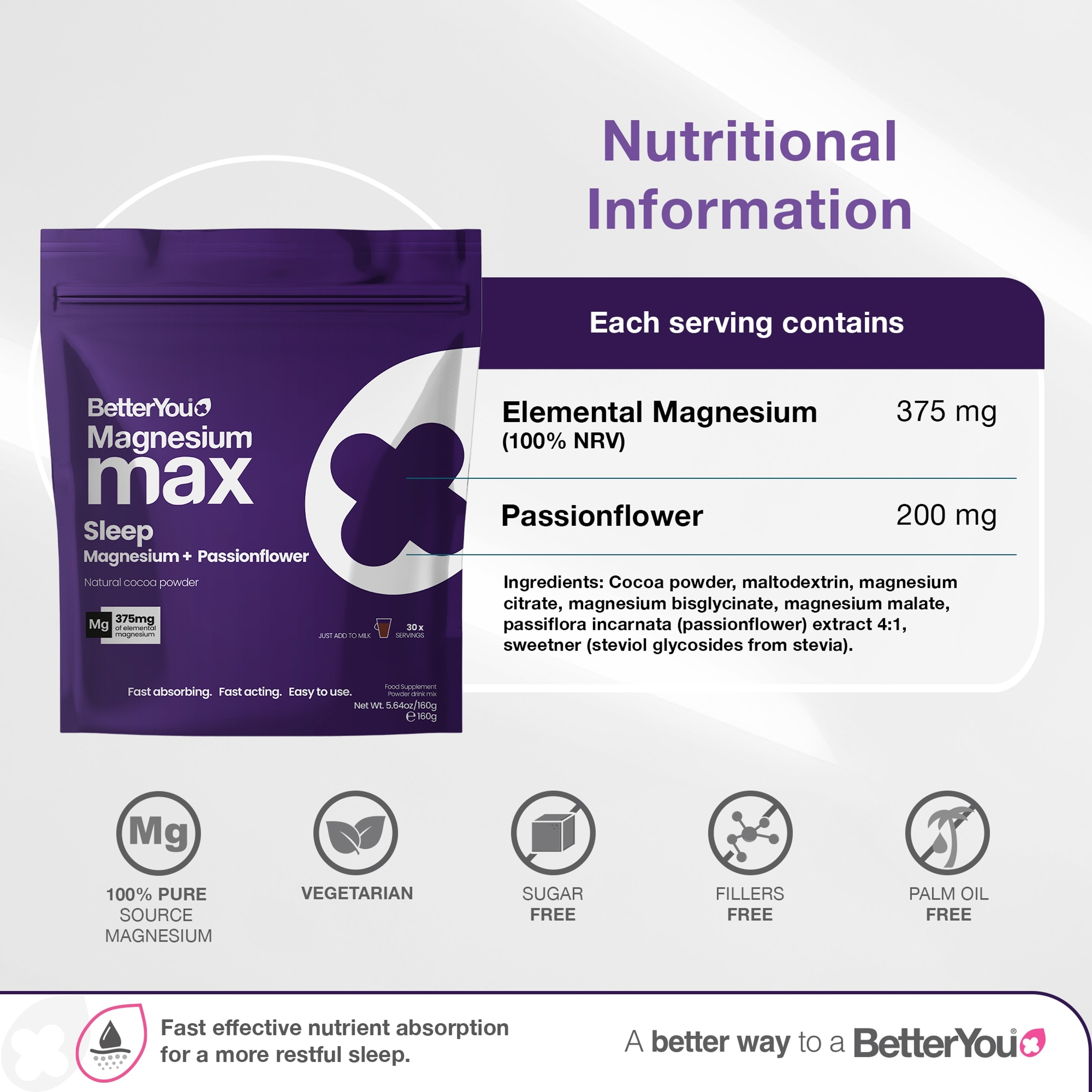 Better You Magnesium Max sleep Passionflower 160g thumbnail 4