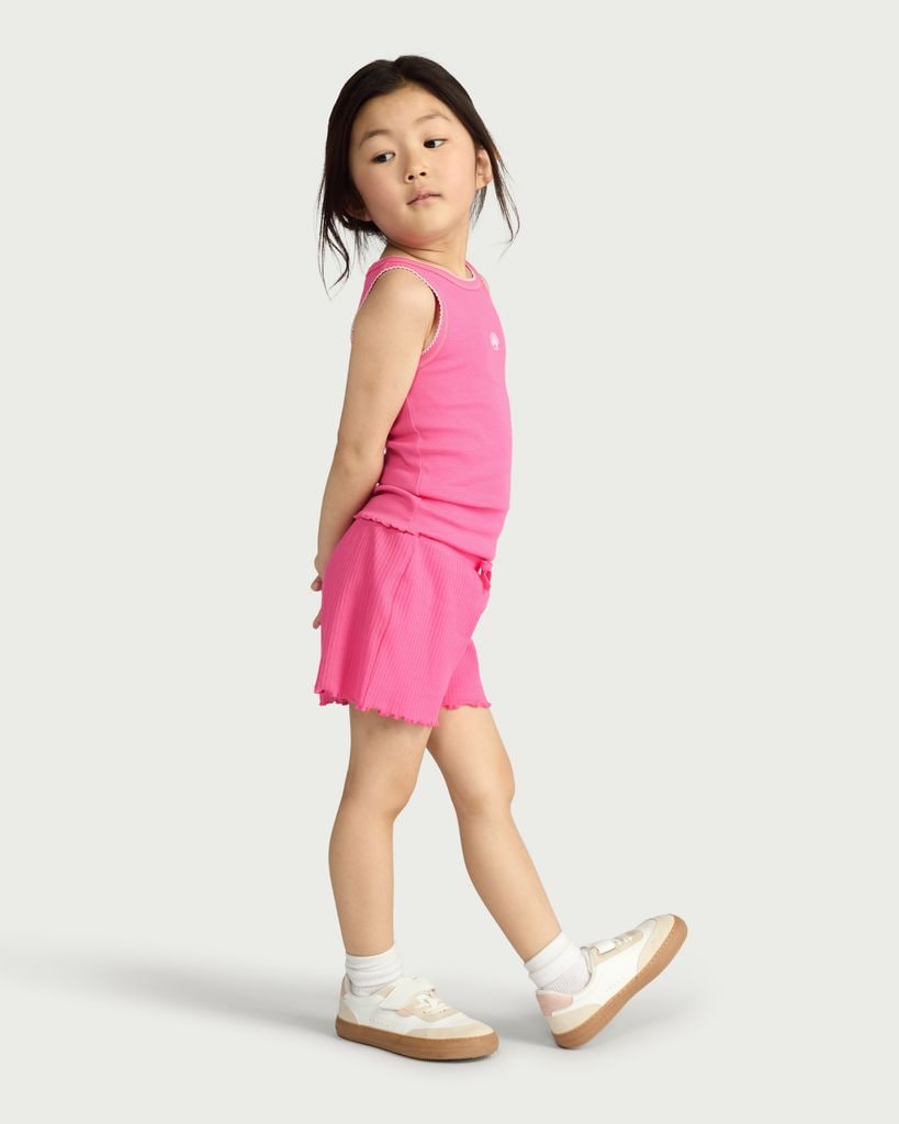 F&F Girls 2-Pack Cotton Rich Ribbed Vest Tops in Multi Pink