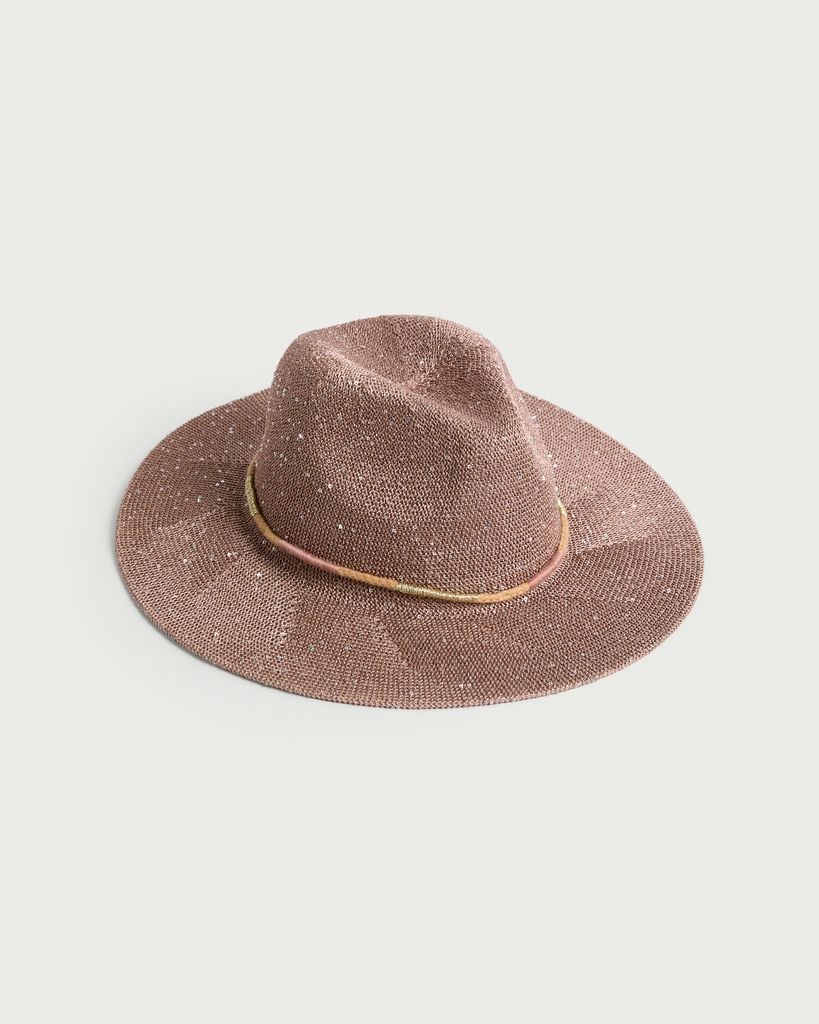 F&F Textured Sequin Wide Brim Hat in Neutral