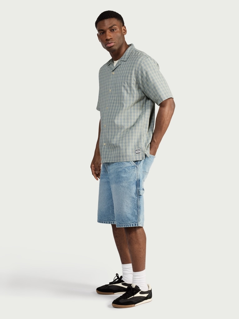 RDA Pure Cotton Seersucker Checked Shirt in Green