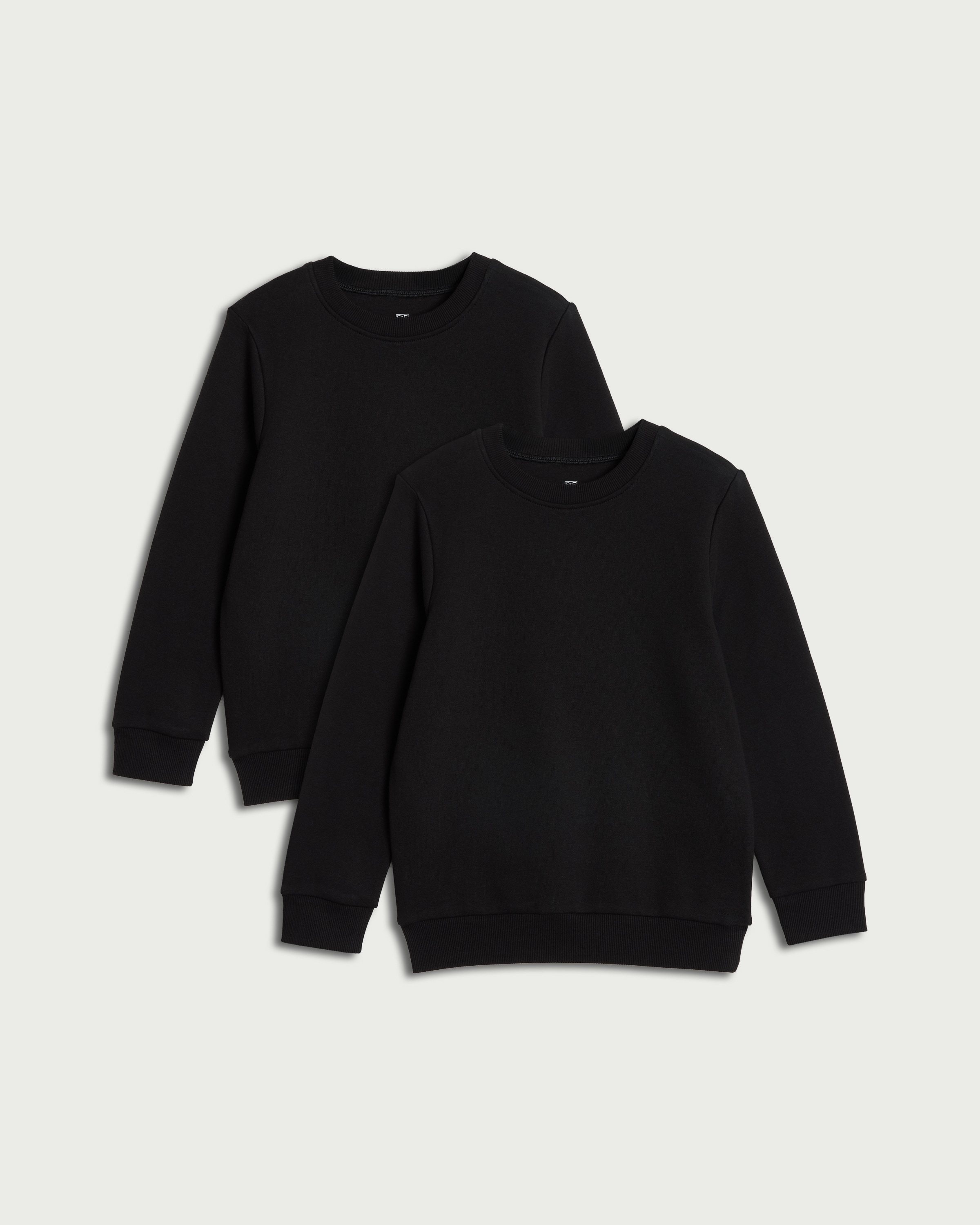 F&F School Unisex 2-Pack Cotton Rich Sweatshirts in Black thumbnail 4