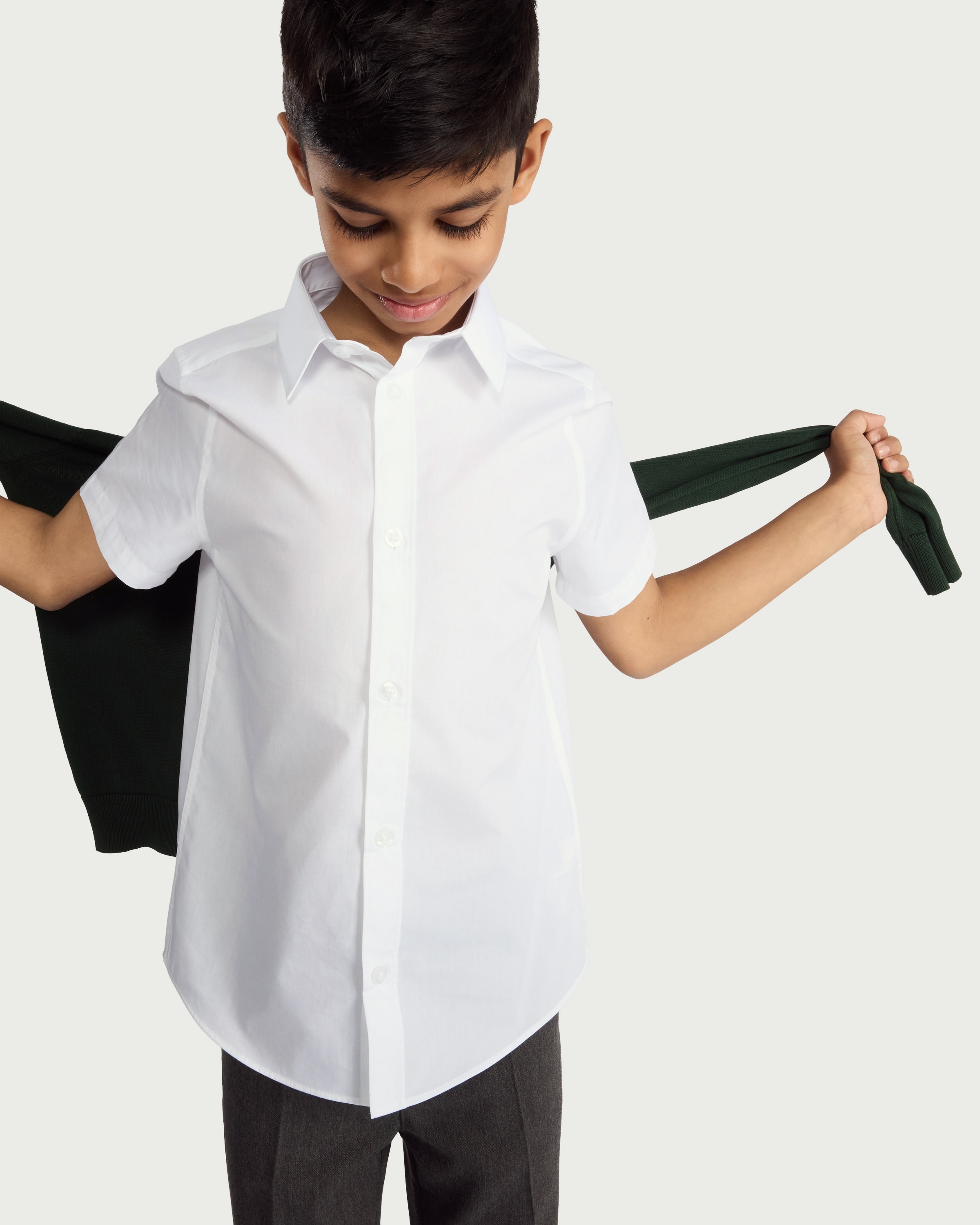 F&F School Boys 3-Pack Regular Fit Short Sleeved Shirts in White
