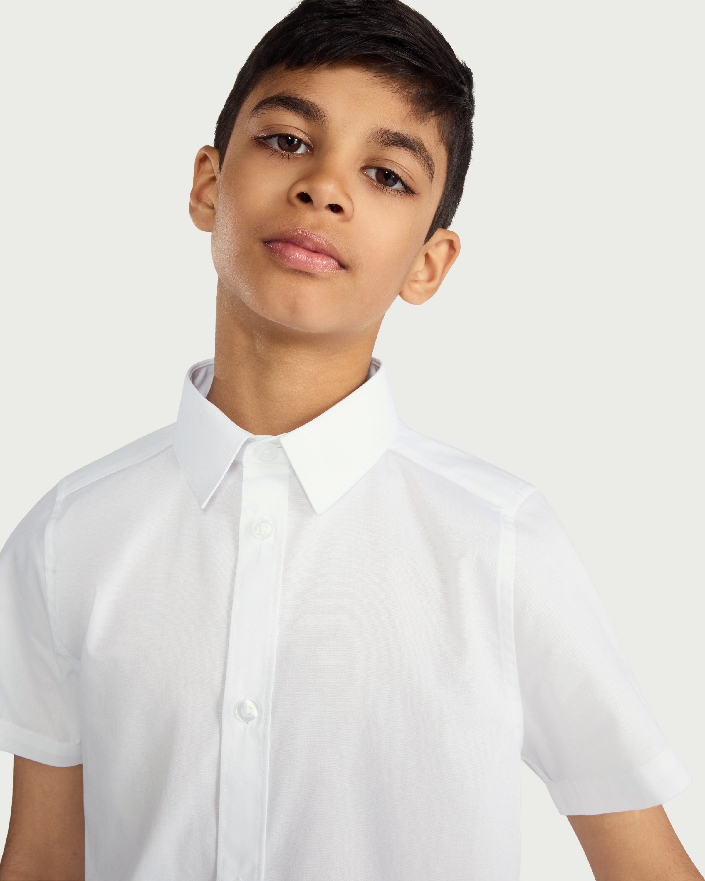 F&F School Boys 3-Pack Regular Fit Short Sleeved Shirts in White thumbnail 2