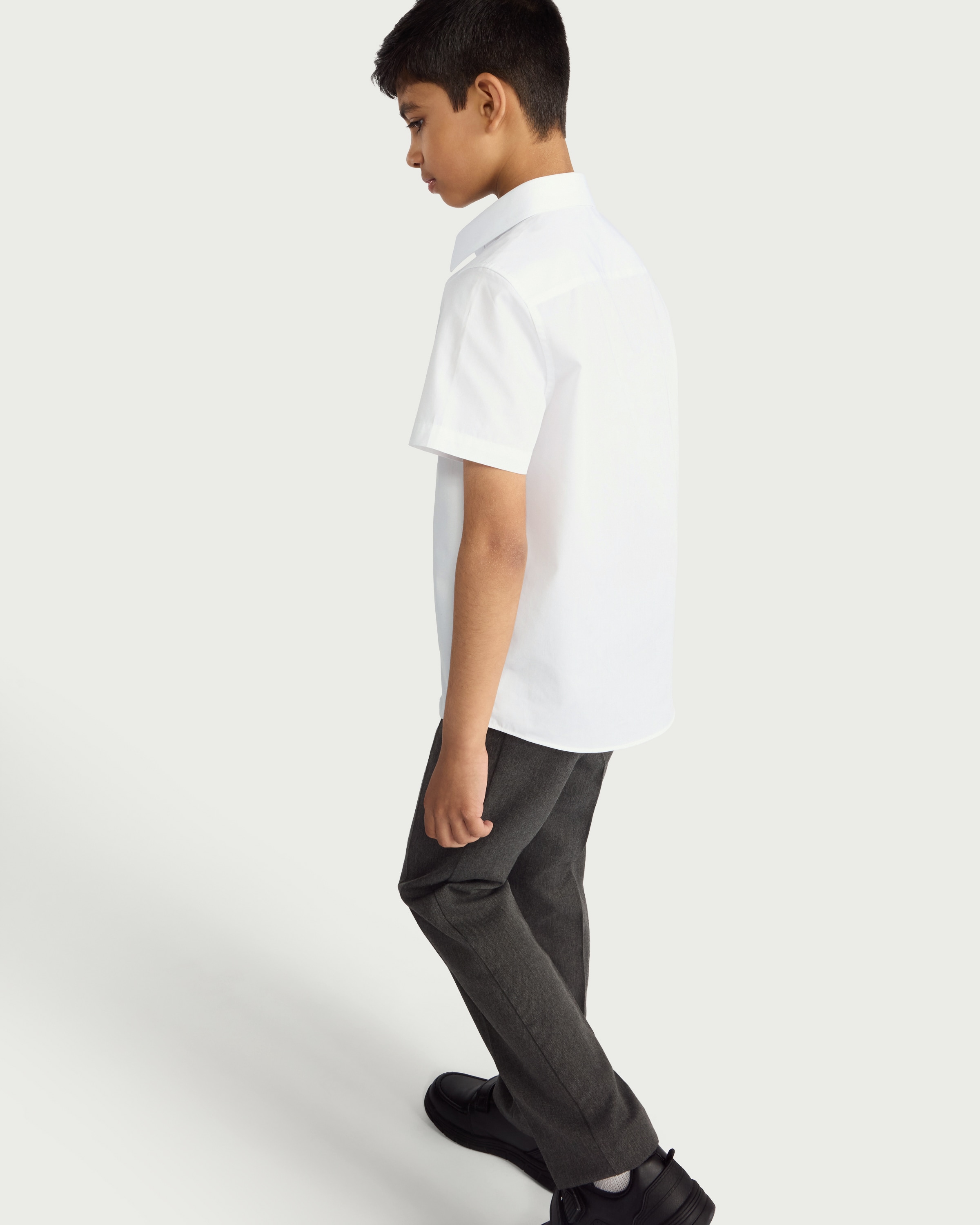 F&F School Boys 3-Pack Regular Fit Short Sleeved Shirts in White thumbnail 3