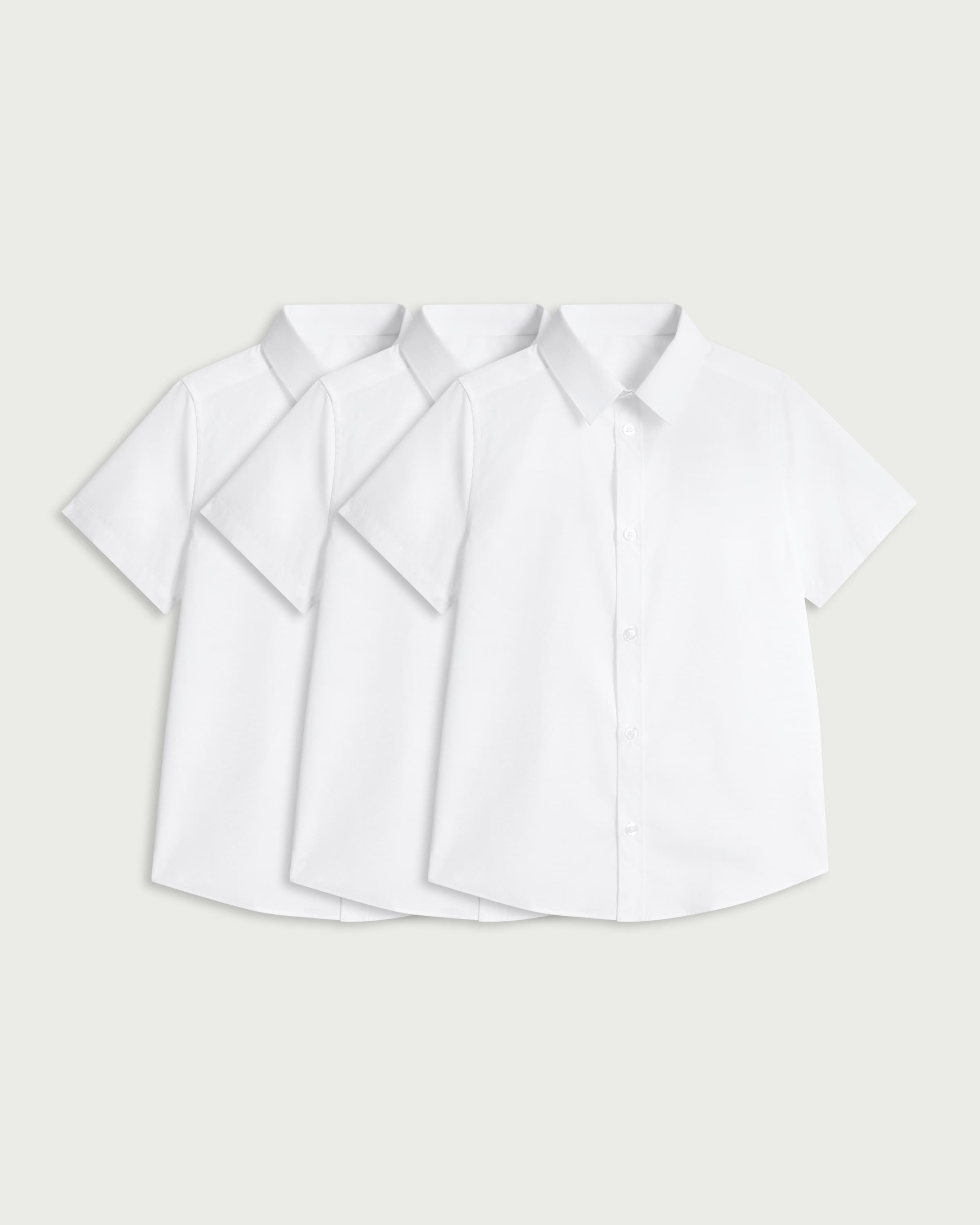 F&F School Boys 3-Pack Regular Fit Short Sleeved Shirts in White thumbnail 4