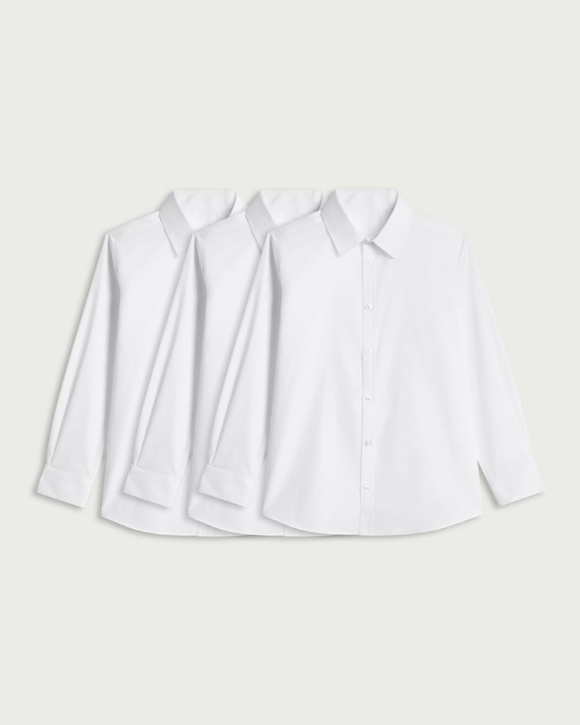 F&F School Boys 3-Pack Regular Fit Long Sleeved Shirts in White