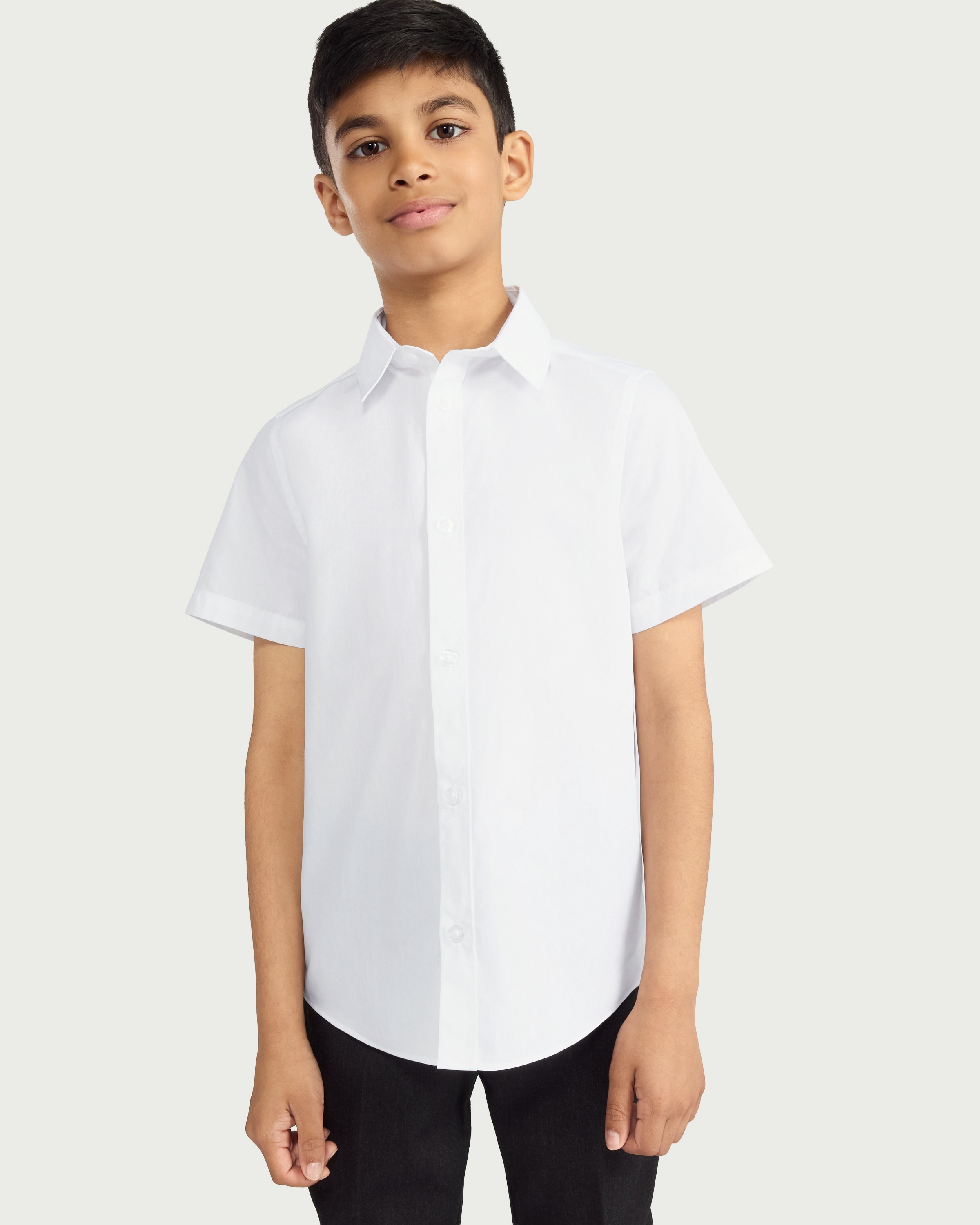 F&F School Boys 3-Pack Regular Fit Short Sleeved Shirts in White thumbnail 2