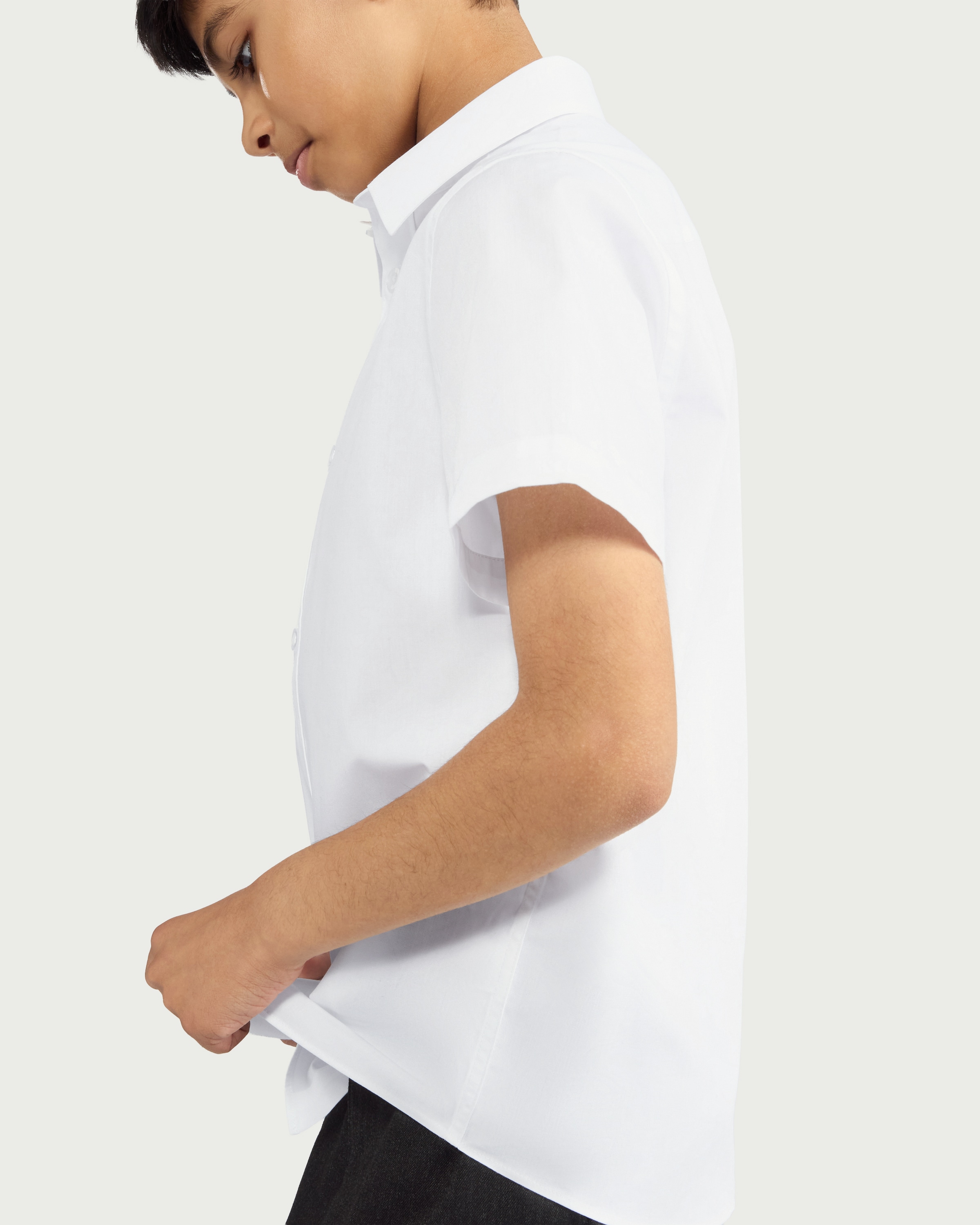 F&F School Boys 3-Pack Regular Fit Short Sleeved Shirts in White thumbnail 3