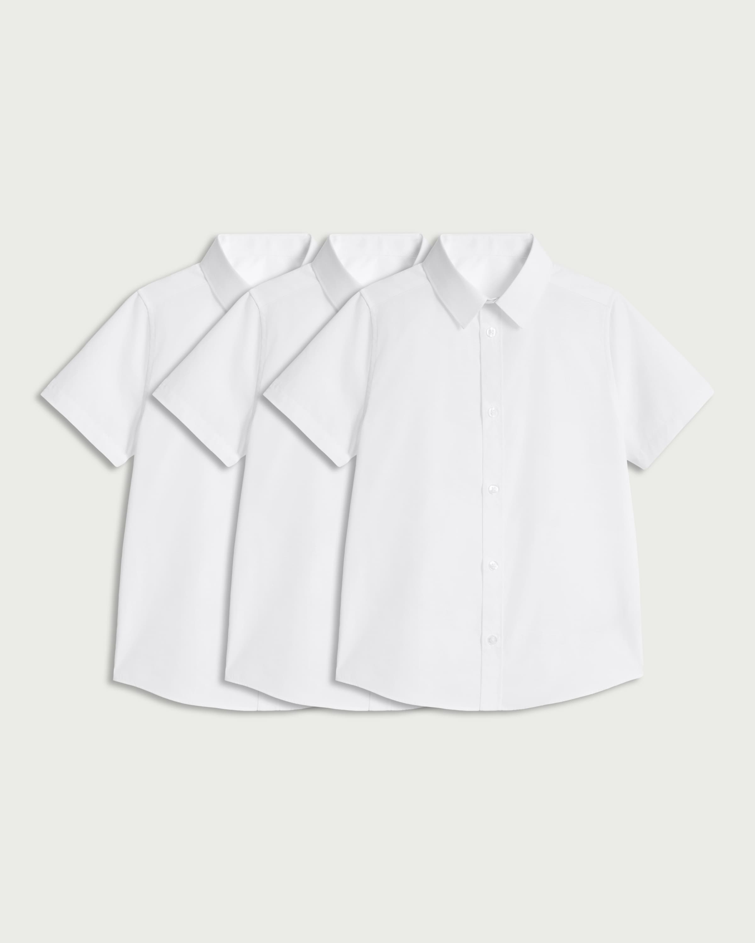 F&F School Boys 3-Pack Regular Fit Short Sleeved Shirts in White thumbnail 4
