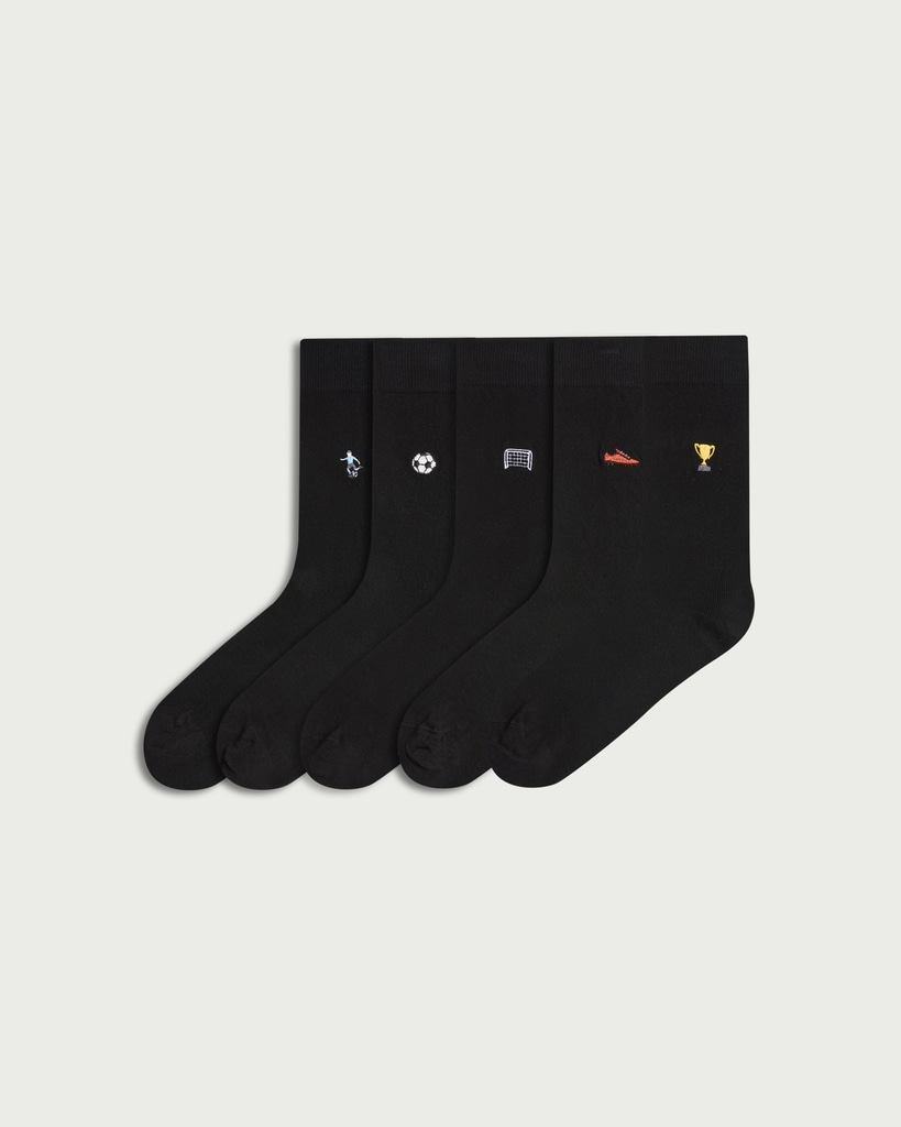 F&F 5-Pack Cotton Rich Football Embroidered Ankle Socks in Multi