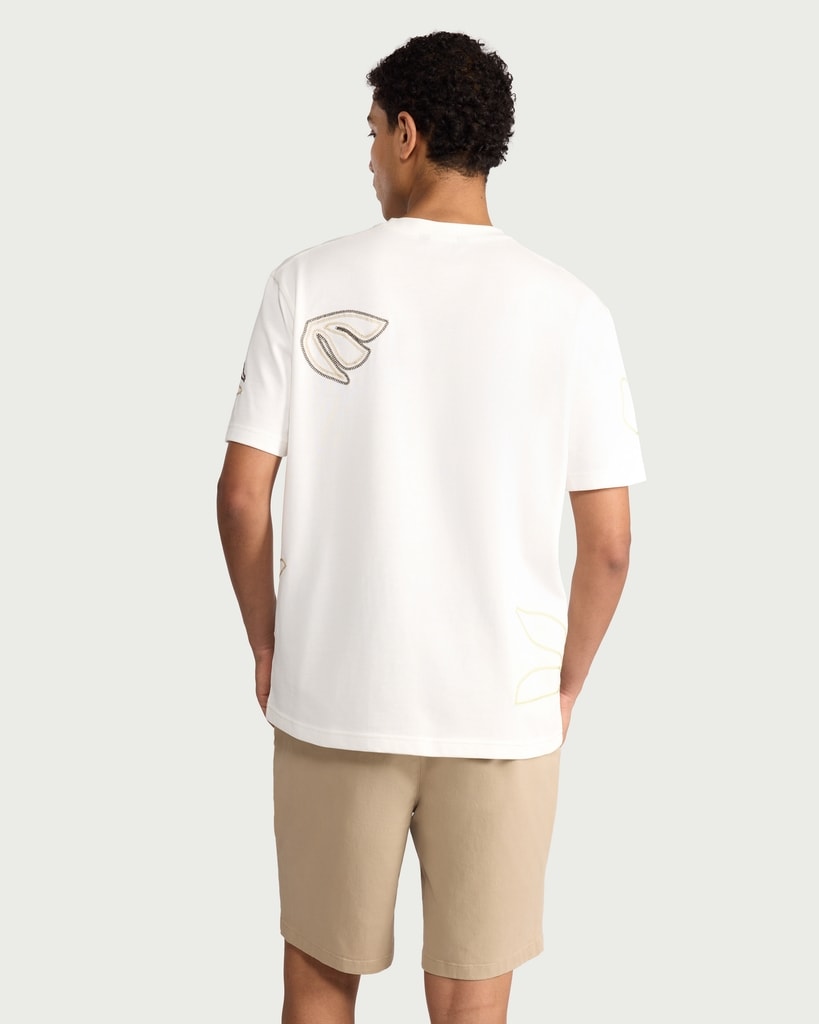 F&F Edit Pure Cotton Embroidered T-Shirt in Ecru thumbnail 3