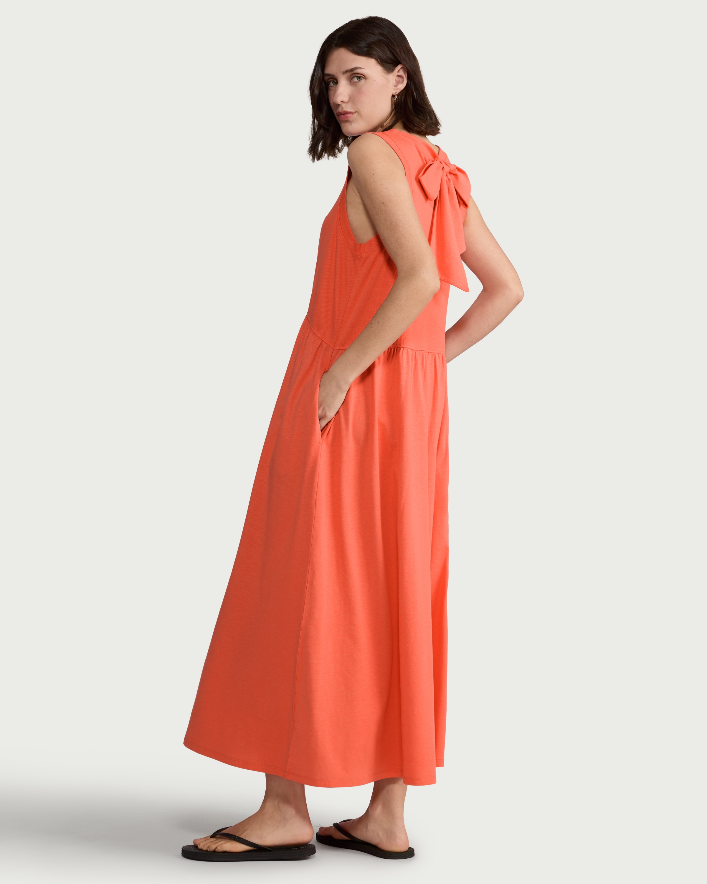F&F Cotton Rich Sleeveless Midi Dress in Coral thumbnail 2