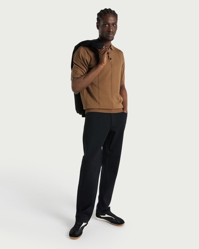 F&F Pure Cotton Textured Polo Shirt in Neutral