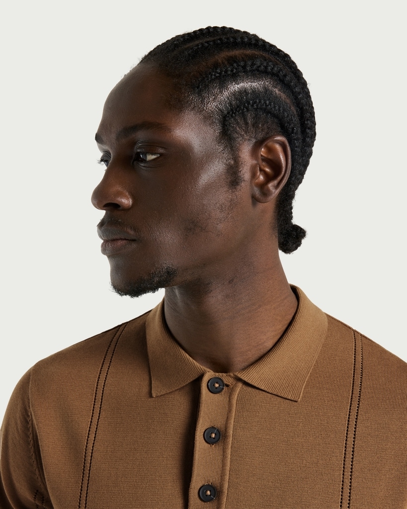 F&F Pure Cotton Textured Polo Shirt in Neutral thumbnail 2