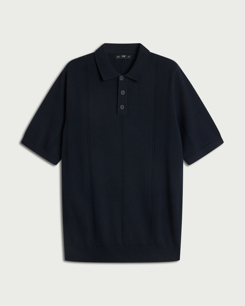 F&F Pure Cotton Textured Polo Shirt in Navy thumbnail 4