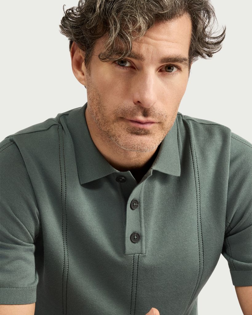F&F Pure Cotton Textured Polo Shirt in Green