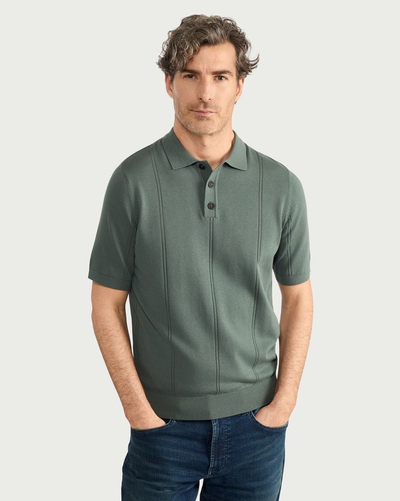 F&F Pure Cotton Textured Polo Shirt in Green thumbnail 2