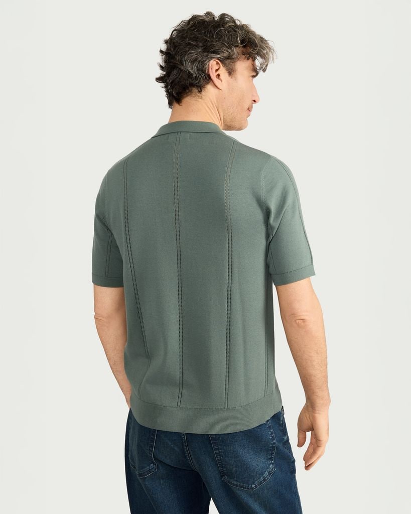 F&F Pure Cotton Textured Polo Shirt in Green thumbnail 3