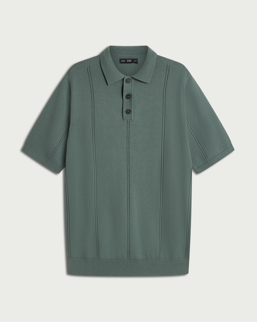 F&F Pure Cotton Textured Polo Shirt in Green thumbnail 4