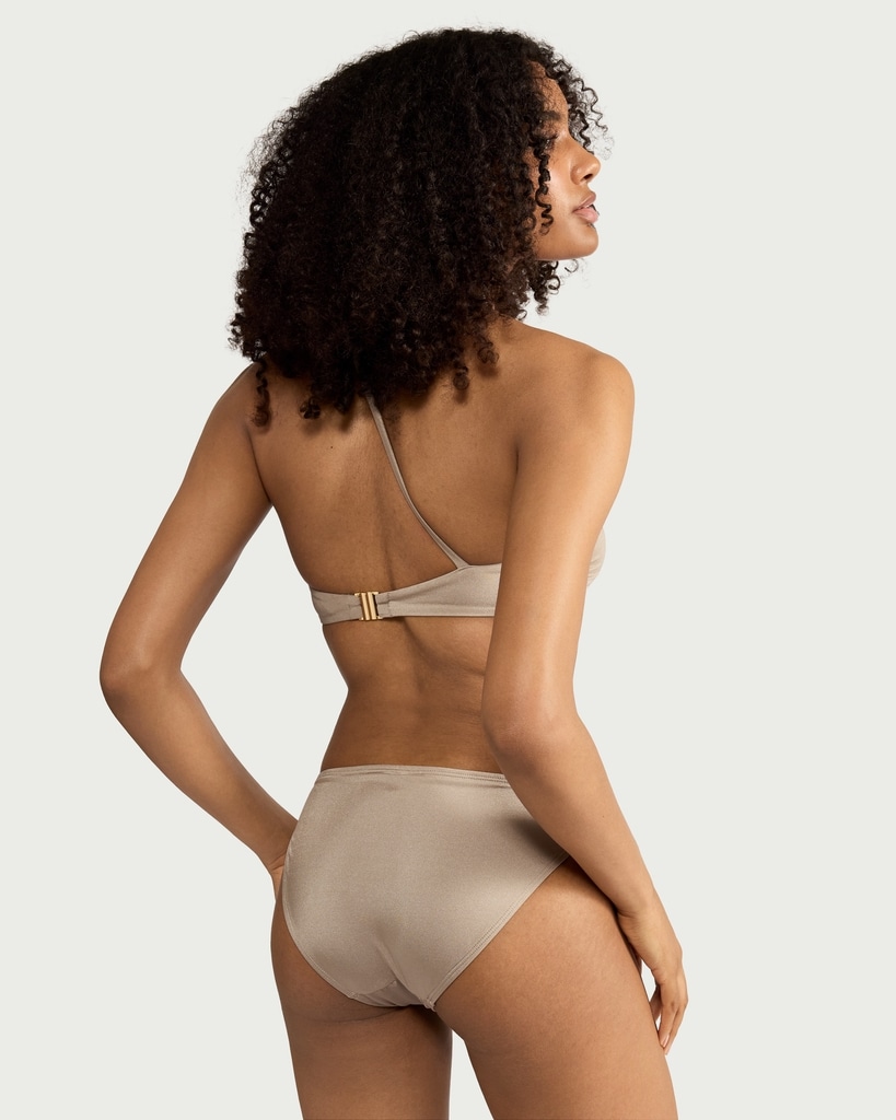 F&F High Shine High Leg Bikini Bottoms in Grey thumbnail 3