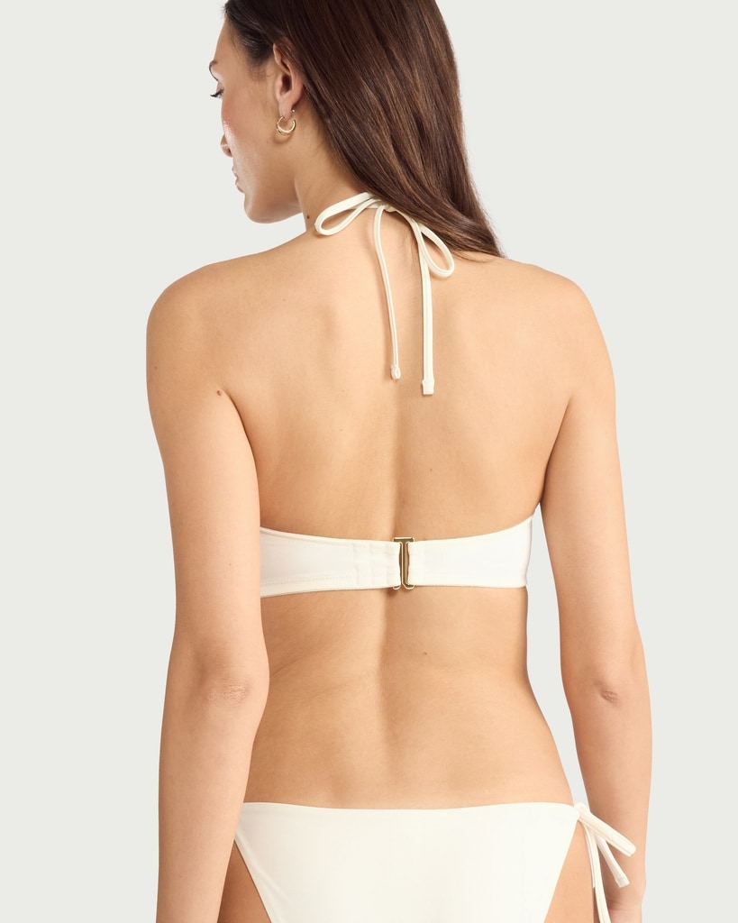 F&F Halterneck Bandeau Bikini Top in Cream thumbnail 3