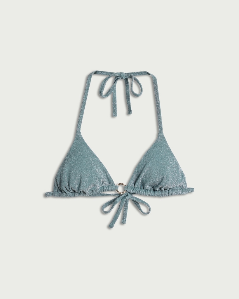 F&F Metallic Ring Halter Neck Bikini Top in Green thumbnail 4