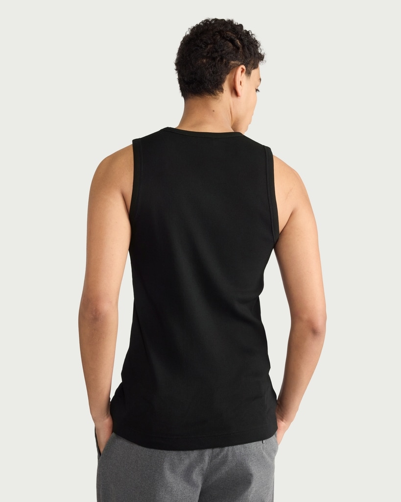 F&F Cotton Rich Ribbed Vest in Black thumbnail 3