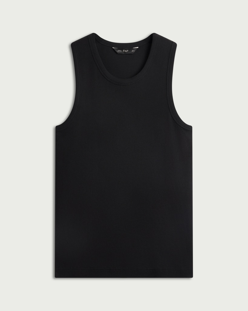 F&F Cotton Rich Ribbed Vest in Black thumbnail 4