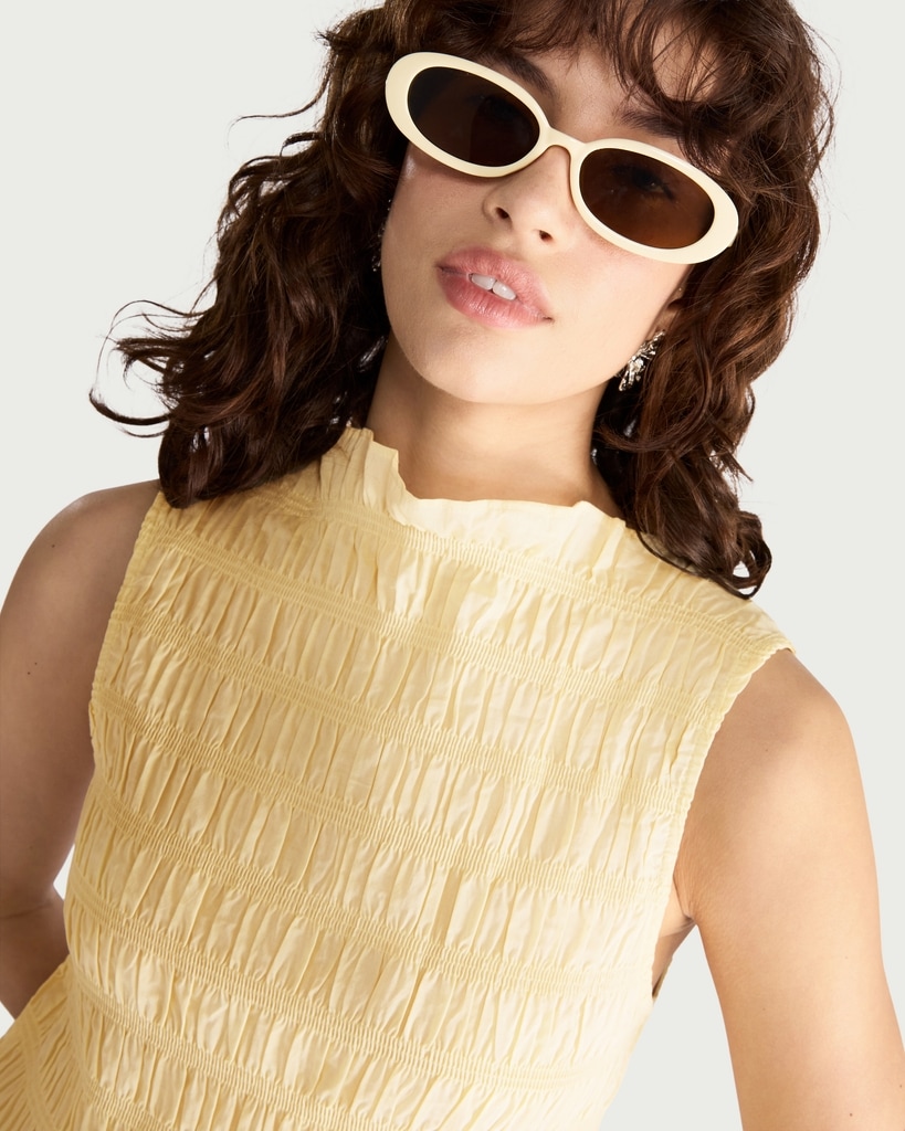 F&F Pure Cotton Shirred Sleeveless Top in Yellow thumbnail 2