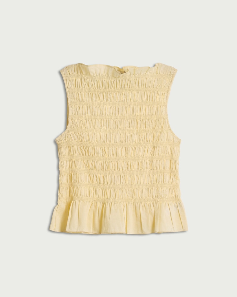 F&F Pure Cotton Shirred Sleeveless Top in Yellow thumbnail 4