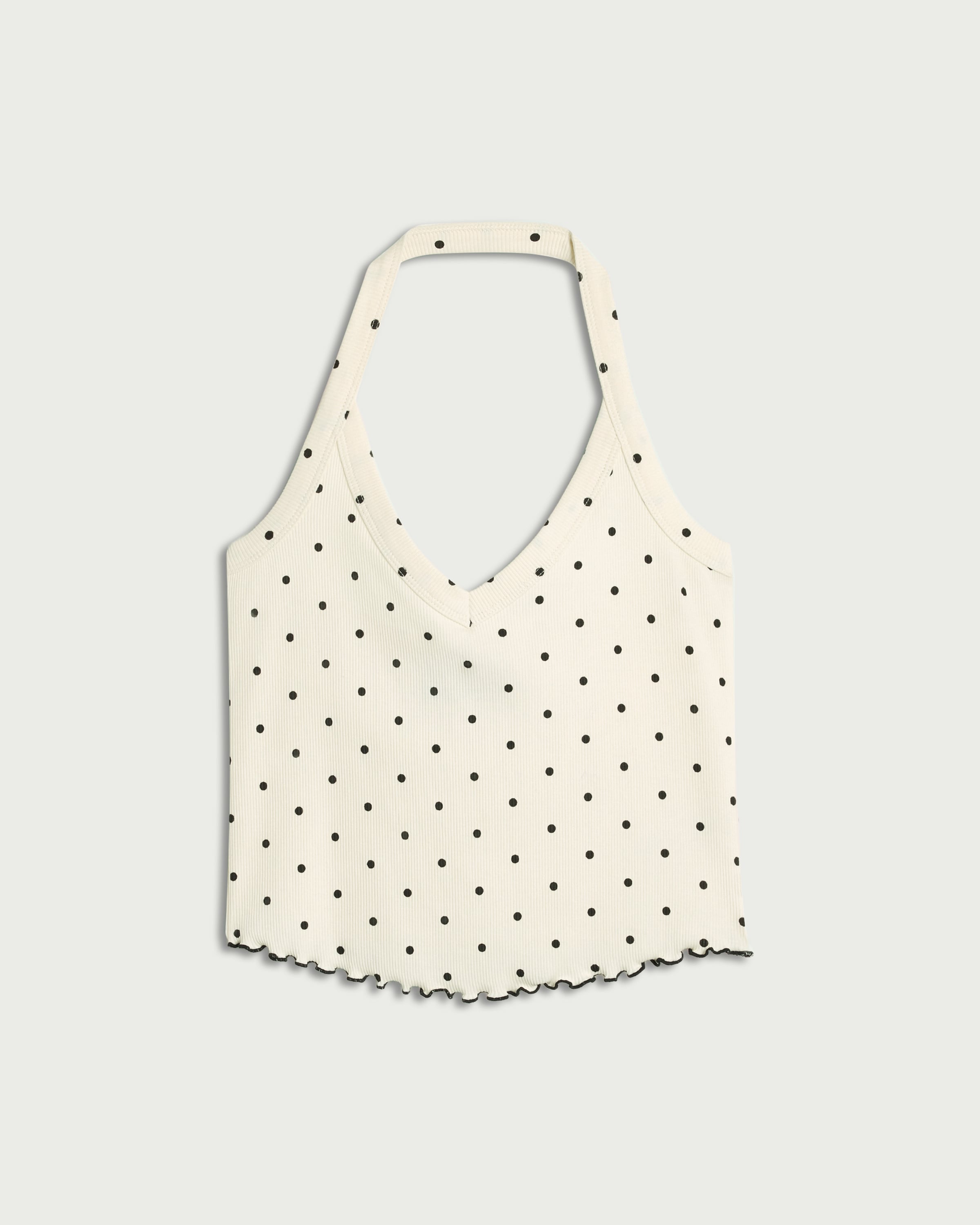 OH ME OH MY Cotton Rich Polka Dot Halter Neck Pyjama Top in Cream thumbnail 4