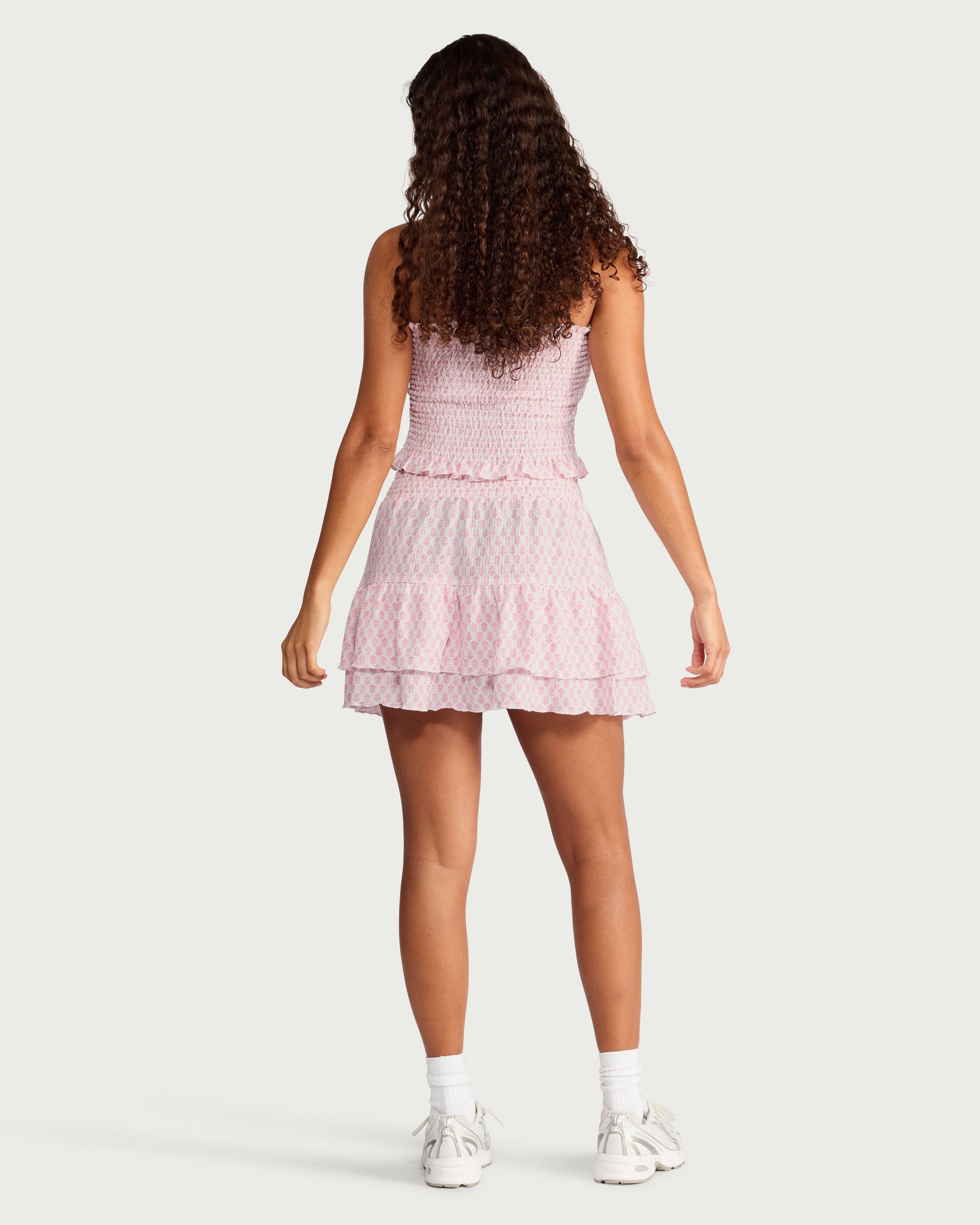 OH ME OH MY Paisley Print Tiered Mini Skirt in Pink thumbnail 3