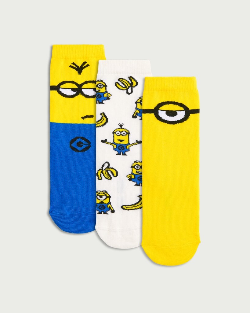 Minions 3-Pack Cotton Rich Print Socks in Multi