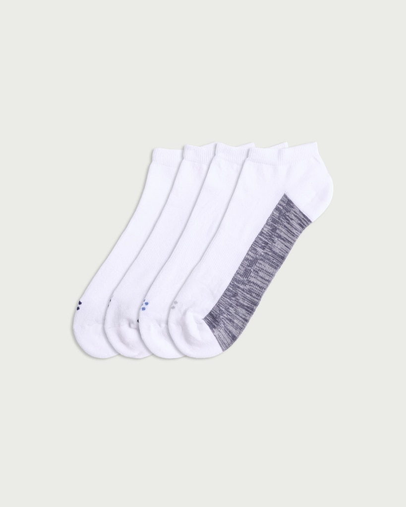 F&F 4-Pack Cotton Rich Contrast Footbed Trainer Socks in Multi