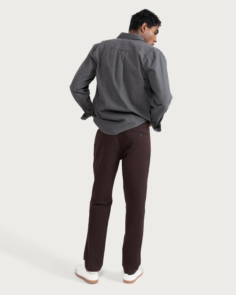 F&F Cotton Rich Fixed Waist Straight Leg Chino Trousers in Brown thumbnail 3