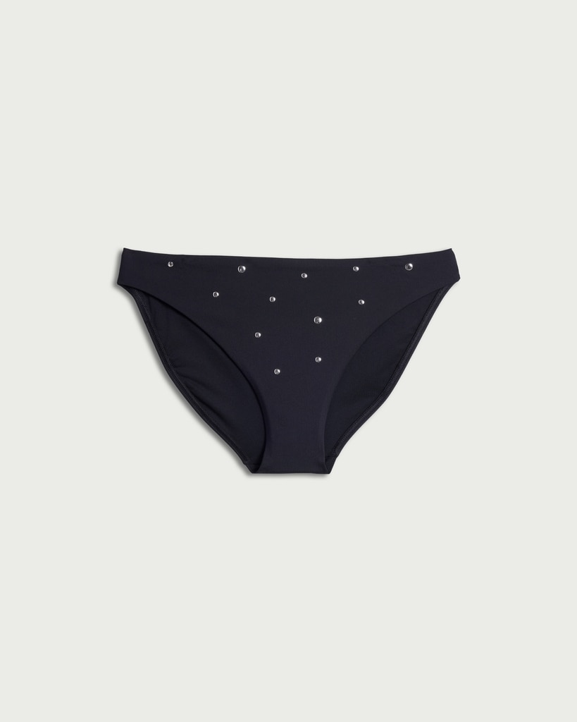 F&F Embellished High Leg Bikini Bottoms in Black thumbnail 4