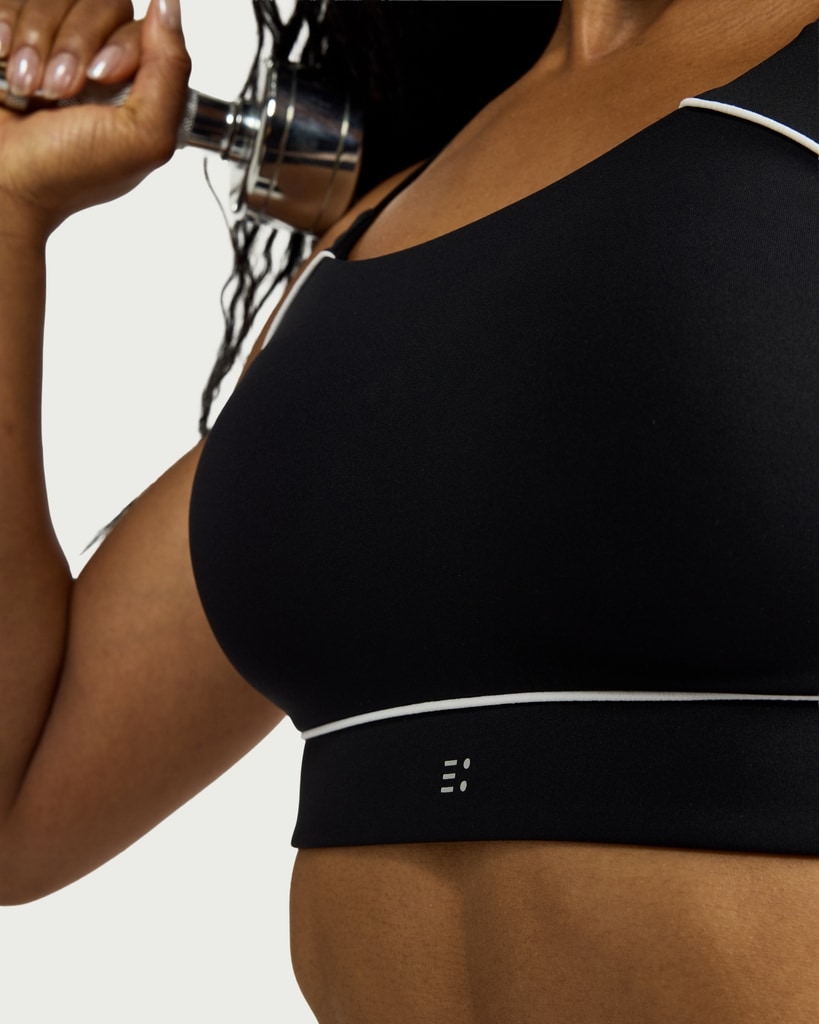 F&F Active Contrast Trim High Support Sports Bra in Black thumbnail 2