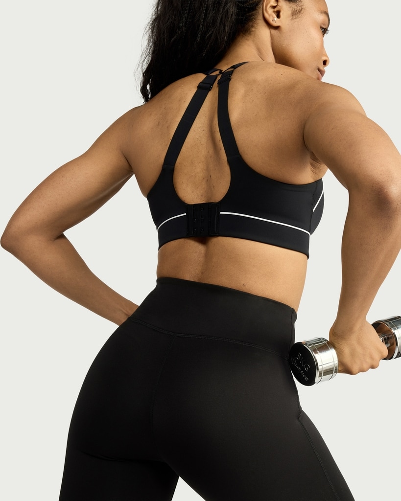 F&F Active Contrast Trim High Support Sports Bra in Black