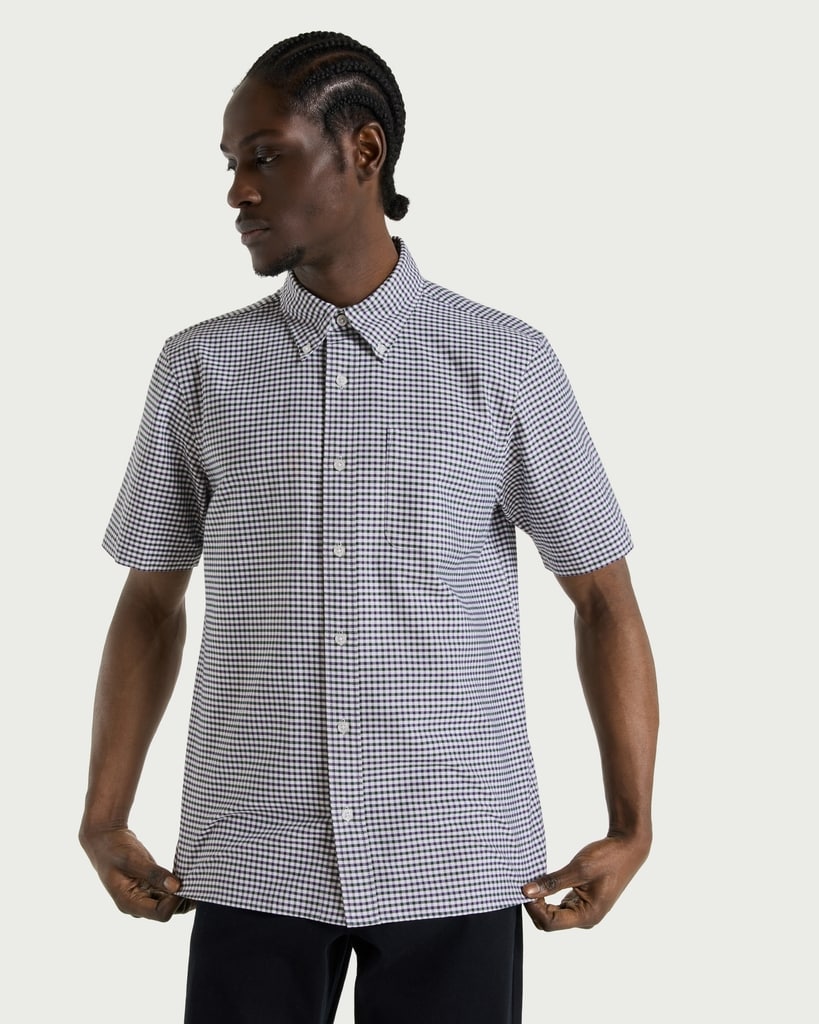 F&F Pure Cotton Gingham Short Sleeved Oxford Shirt in Multi Green thumbnail 2