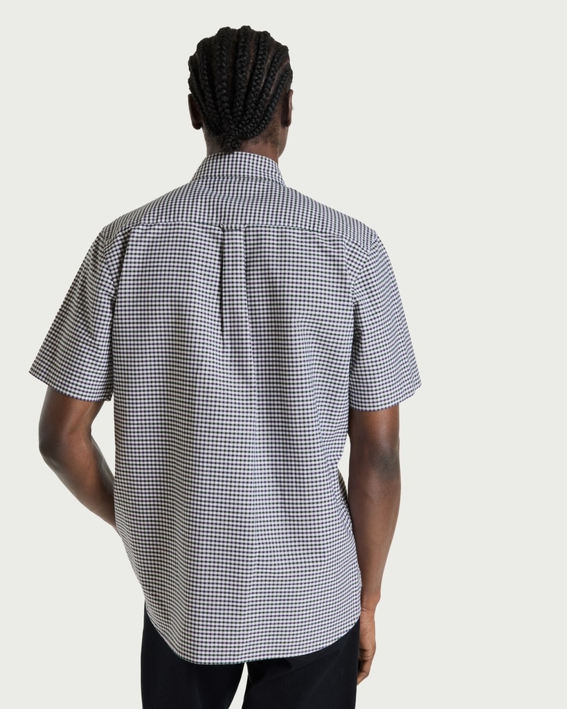 F&F Pure Cotton Gingham Short Sleeved Oxford Shirt in Multi Green thumbnail 3