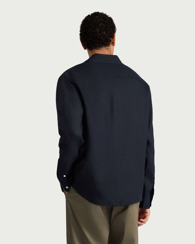F&F Pure Linen Button Up Shirt in Navy thumbnail 3