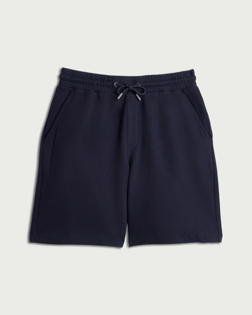 F&F Pure Cotton Ribbed Drawstring Shorts in Navy thumbnail 4