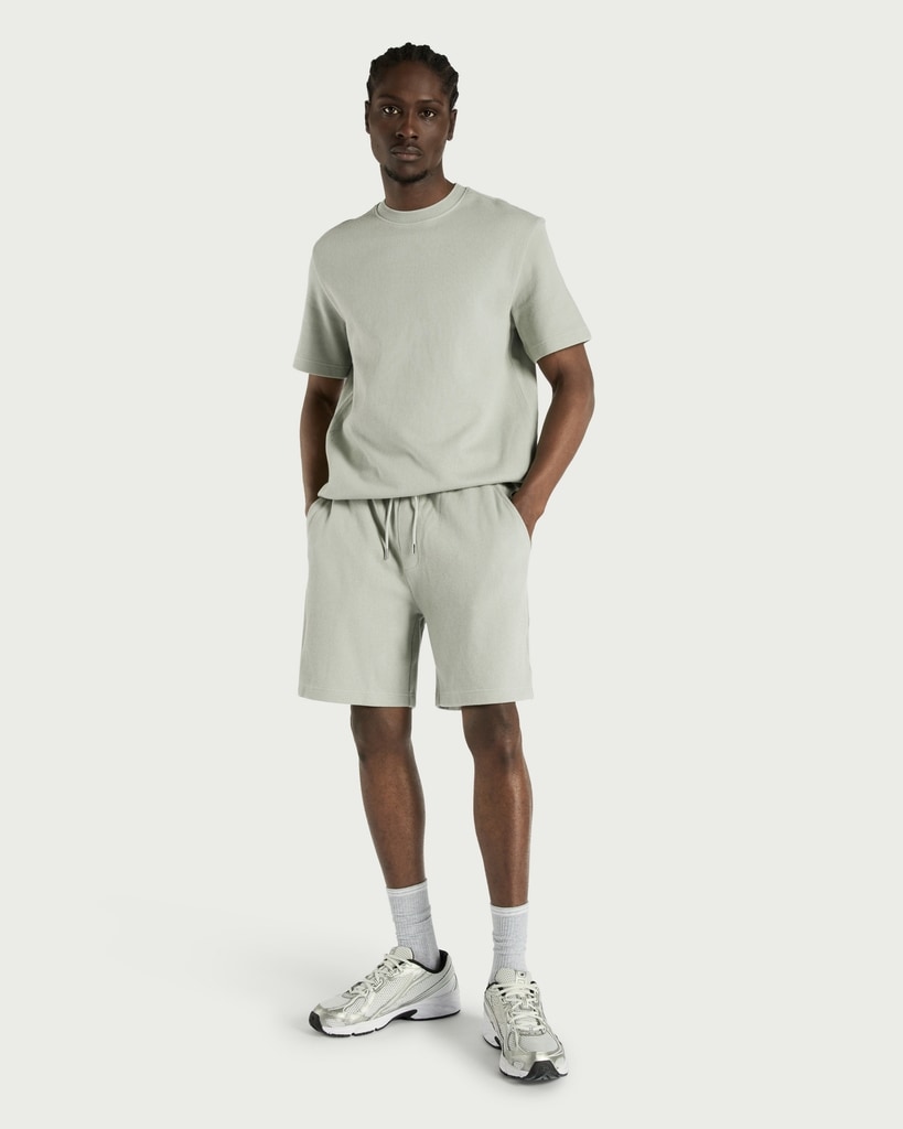 F&F Pure Cotton Ribbed Drawstring Shorts in Green