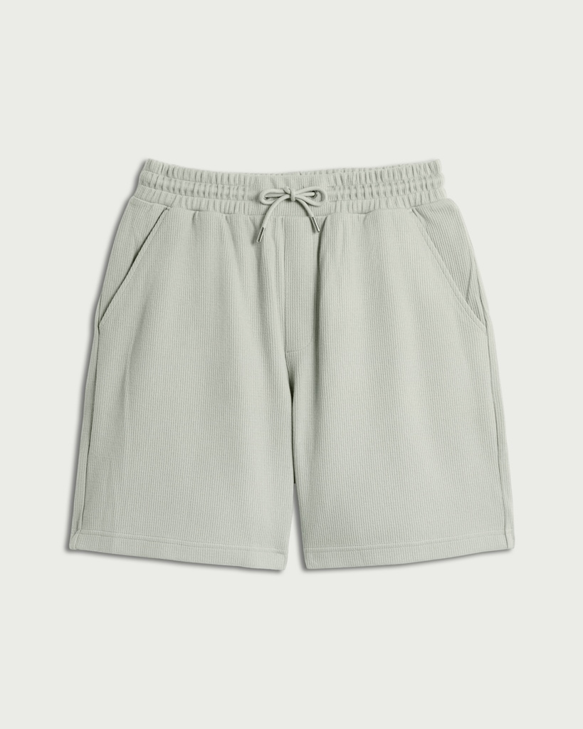 F&F Pure Cotton Ribbed Drawstring Shorts in Green thumbnail 4