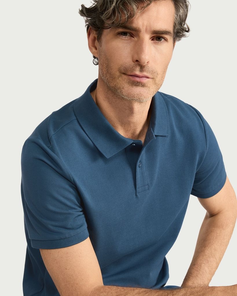 F&F Pure Cotton Short Sleeved Polo Shirt in Blue