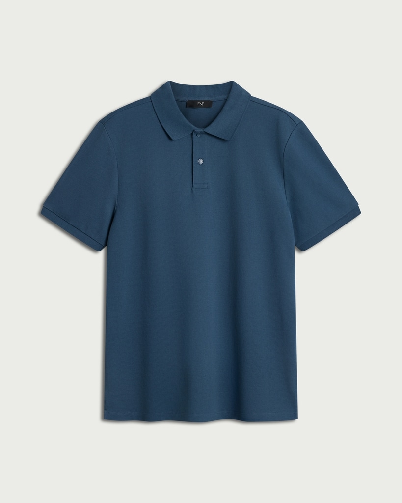 F&F Pure Cotton Short Sleeved Polo Shirt in Blue thumbnail 4