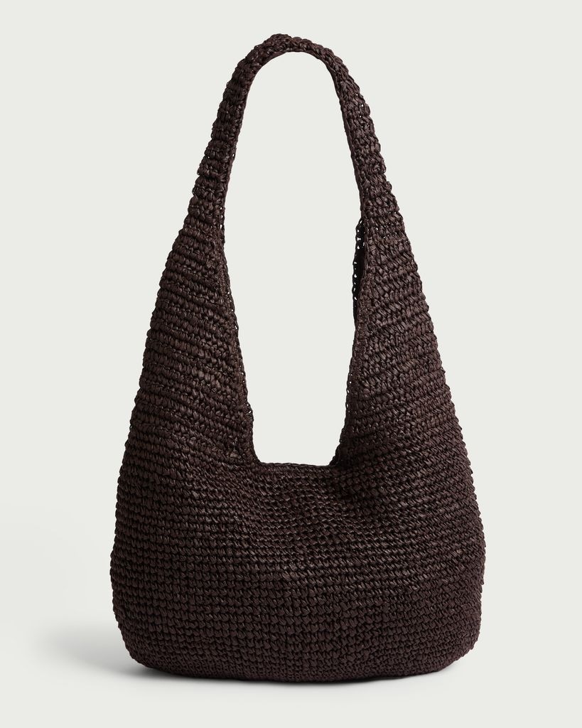 SACHA Straw Woven Shoulder Bag in Brown