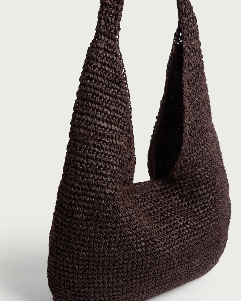 SACHA Straw Woven Shoulder Bag in Brown thumbnail 2