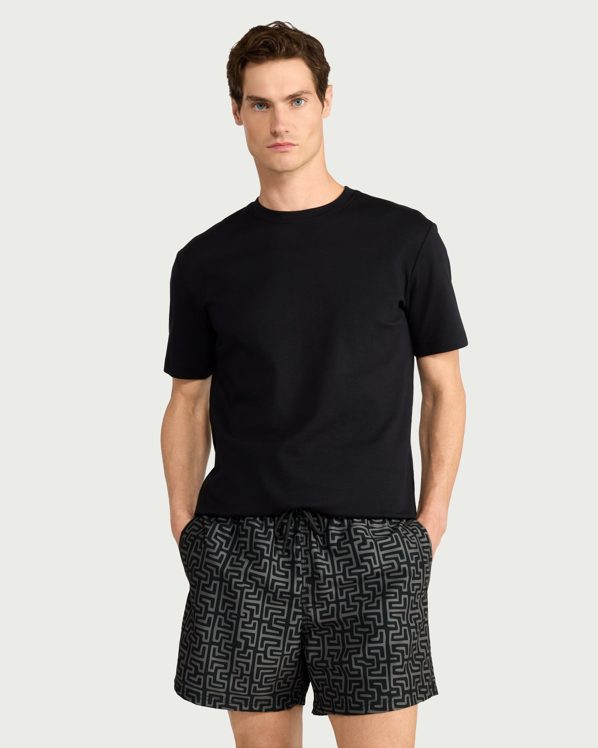 F&F Geometric Print Swim Shorts in Black